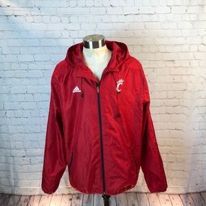 Adidas Red Jacket Climaproof Windbreaker has Logo XL